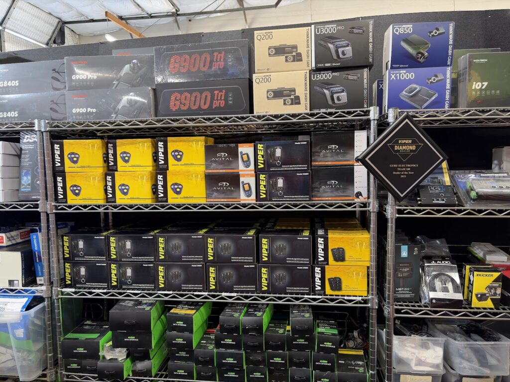 Wall display of car alarms and dashcams