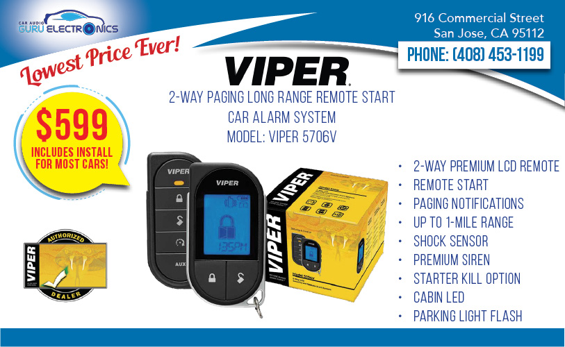 Viper 5706V 2-way Long Range Remote Start Alarm System